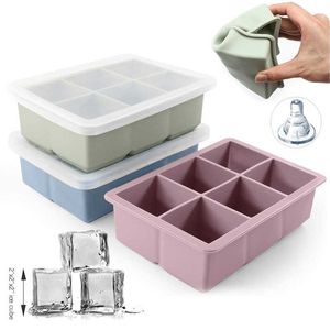 Ice Cream Gereedschap IJsblokkubus Siliconen vierkante vorm 2 inch groot formaat Ice Cube Tray BPA Gratis stapelbare flexibele Safe Safe Big Ice Cube Mold Kitchen Z0308