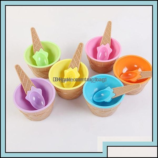 Crème Glacée Outils Cuisine Cuisine Salle À Manger Bar Maison Jardin Enfants Bols Coupe Couples Bol Cadeaux Dessert Porte-Récipient Avec Cuillère Meilleur Enfant