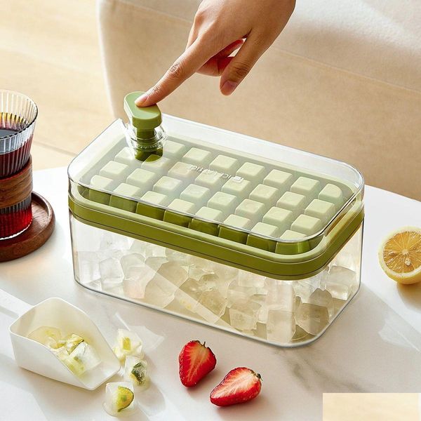 Outils de crème glacée LCE Cube Moule Réfrigérateur Domestique Boîte Plateau fait maison de qualité alimentaire pressé congelé une clé pour dégivrer la livraison directe à la maison Otvc9