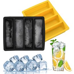 Outils de crème glacée long bac à glaçons moule à glaçons en silicone réutilisable machine à glaçons sans BPA avec 4 compartiments Z0308