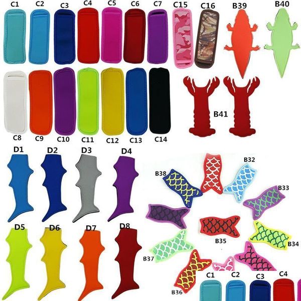 Outils de crème glacée Néoprène Zer Popsicle Holder Sacs Sirène et requin Homard Gecko Ice Pop Insator Manches Réutilisable Drop Livraison Accueil Dhygd