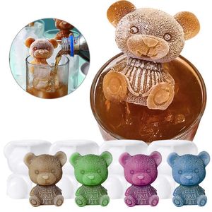 IJstoffen Nieuwe 3D Ice Cube Maker Little Teddy Bear Shape Chocolate Cake Mold Tray Ice Cream Diy Tool Whisky Wine Cocktail Silicone Mold Z0308