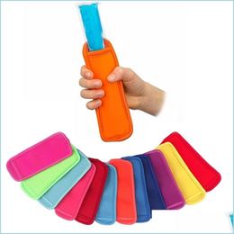 Outils de crème glacée Phreatics Material Ice Cream Sleeves Colorf Neoprenes Popsicle Holder Compact Ers No Cold Kitchen Tools Environmenta Dhwsi
