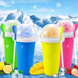 Outils de crème glacée Machine à crème glacée surgelée rapide Silicone Squeeze Slushy Cup DIY Maison Squeeze Tasse de refroidissement rapide Bouteille de Milkshake Smoothie Cup Z0308