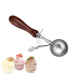 Outils de crème glacée Outil de cuillère à crème glacée en acier inoxydable Redwood Cuillère à biscuits Cuillère à glace Gadgets de cuisine Bâtons Pommes de terre Pastèque Fruit Padauk 230703