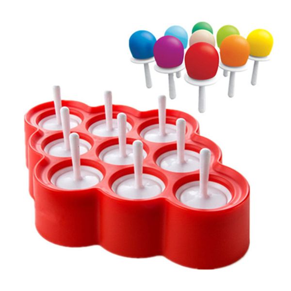 Outils de crème glacée s Silicone Ice Lolly Mini Ice Pops Moule Ice Cube Cream Ball Maker Plateau Outils DIY Coloré Popsicle Moules Avec 9 Autocollants 230712