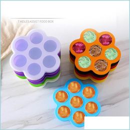 IJsgereedschap Sile 7 Hole babyvoeding Supplement Box Grade Ice Tray Kinderen Opslag met verzegelde ER Drop Delivery Home Garden Kitchen Din Dhyti