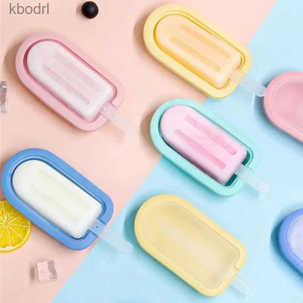 Outils de crème glacée moule en silicone avec couvercle et autocollants joli coeur moules à sucettes glacées crèmes fabricant fournitures de fête YQ240130