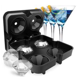 Ice Cream Tools Silikolove 3D Diamond Ice Cube Maker Silicone Ice Form Cube Tray for Cocktail Whisky Party Bar Accessories Z0308