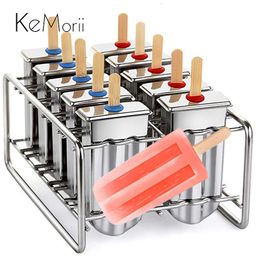 Outils de crème glacée en acier inoxydable Lolly Popsicle Moule Rack Frozen Pop Maker Maison avec support 230520