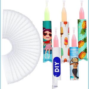 Outils de crème glacée Sublimation Blank Néoprène Ice Lolly Sleeves Diy Heat Transfer Printing Réutilisable Pop Cream Sleeve Tools Antiizing Pop Dhgqa