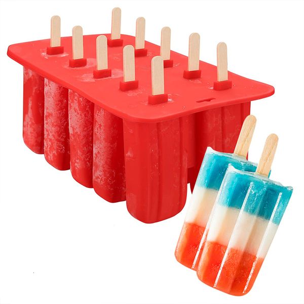 Outils de crème glacée UPORS Moules en silicone Popsicle de qualité alimentaire 4/10 Cavité Maison Cuisine Silicone Popsicle Moule BPA Free Frozen Ice Pop Cream Maker 230512