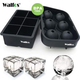 Ice Cream Tool Walfos Large Size 6 Cell Ball Mold Silicone Cube Trays Whisky Maker 6 Molds For Party Bar 230410