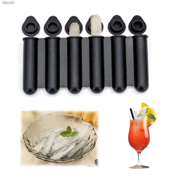 Outils de crème glacée Cube d'eau Moules Maker Plateau Silicone Mini 6 cavités longs bâtons Whisky Boissons Ours Pops Popsicle Moule avec couvercles YQ240130