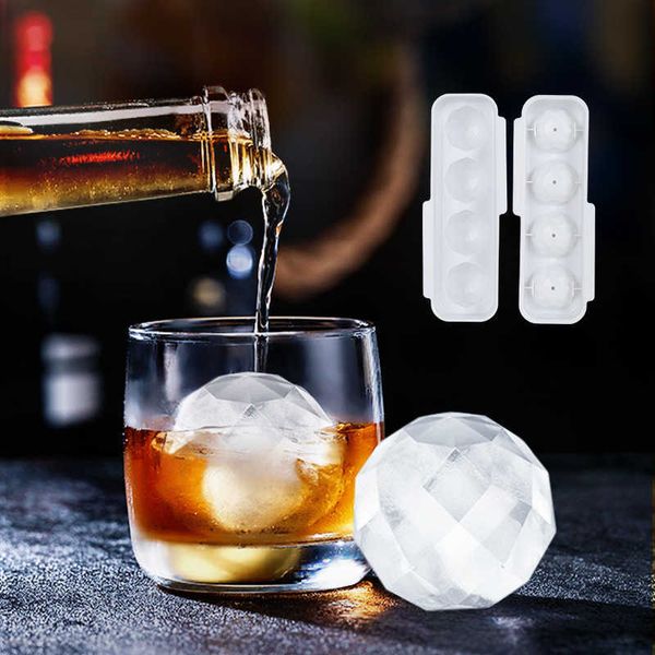 Herramientas para helados Whisky Cócteles Home Bar Bola de hielo Cocina redonda grande DIY Moldes para helados Fabricante Esfera Bandeja de silicona Molde Cubo Fresco Z0308