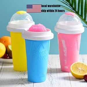 Ice Crushers Shavers 350 ml Slushy Cup Quickfrozen smoothies Diy Cream Maker fles Milk Shake Koeling Pinch Squeeze Mug 230222