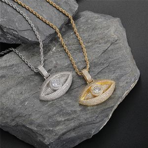 Collier pendentif œil de diamant de glace, bijoux à la mode pour hommes et femmes avec chaîne de Tennis 2986