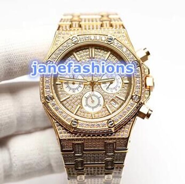 Relojes de marca Ice Diamond para hombre, reloj de moda de lujo con diamantes dorados, reloj cronógrafo de cuarzo Popular, superventas, envío gratis