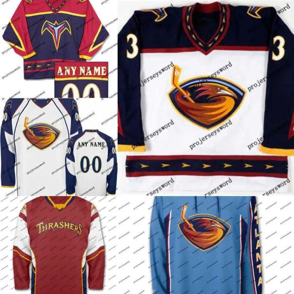 Maillots de hockey sur glace personnalisés pour hommes et femmes, Atlanta Thrashers Premier Dany Heatley Ilya Kovalchuk Tobias Enstrom Marian Hossa Maillot de hockey cousu