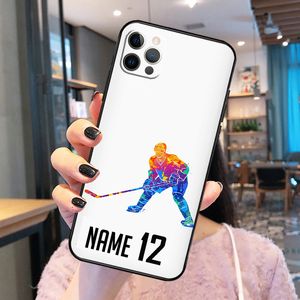 Étui de téléphone personnalisé au hockey sur glace pour iPhone 14 15 Pro Max XS X XR Couverture pour iPhone 13 12 Mini 11 Pro Max 7 8 Plus