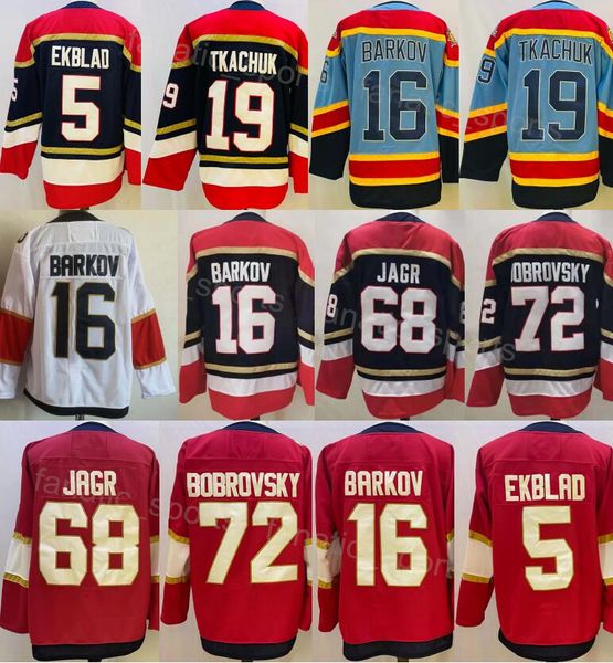 Hockey sur glace Reverse Retro 19 Matthew Tkachuk Jersey Man 5 Aaron Ekblad 68 Jaromir Jagr 16 Aleksander Barkov 72 Sergei Bobrovsky Vintage classique cousu pour les fans de sport