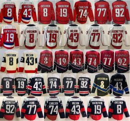 Hockey sur glace Reverse Retro 19 Nicklas Backstrom Jersey Man 43 Tom Wilson 77 TJ Oshie 92 Evgeny Kuznetsov 74 John Carlson 8 Alex Ovechkin Alternate Bleu Marine Rouge Blanc