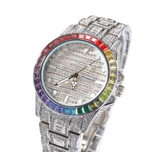 Ice-out Bling Diamond Watch for Men Women Hip Hop Hop Mens Quartz Watches Bands en acier inoxydable Businet Wristwatch Man Unisexe Gift 269n