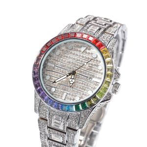 Ice-Out Bling Diamond Watch for Men Women Hip Hop Hop Mens Relojes de cuarzo de acero inoxidable Banda de pulsera de pulsera Man unisex Gift292g