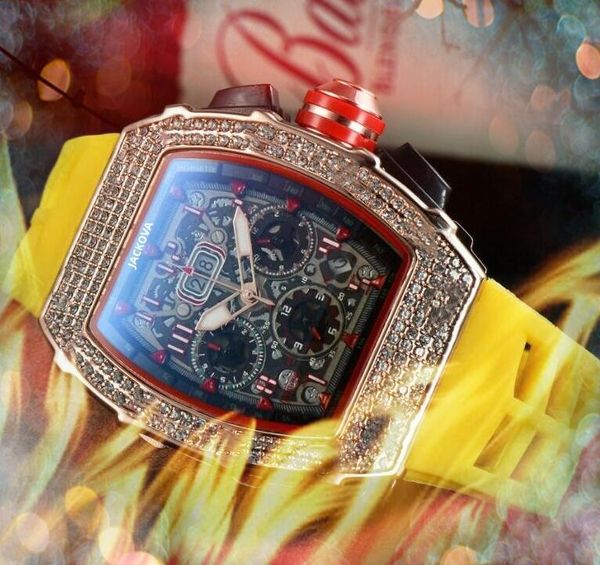 ICE-Out Bling Diamants Bague Hommes Hip Hop Montres À Quartz Hommes Loisirs Haute Qualité Top Luxe Sport Chronographe Horloge Ceinture En Caoutchouc gros cadeaux masculins montre-bracelet