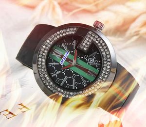 ICE-Out Bling Diamonds Ring Watch para Hombres Mujeres Hip Hop Big Dial Designer Relojes de Cuarzo para Hombre Banda de Tela de Acero de Goma Reloj de Pulsera de Negocios Hombre Mujer Regalo Unisex