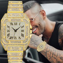 Ice Out – montre carrée pour hommes, marque de luxe, entièrement en diamant, Ultra fine, étanche, horloge Hip Hop