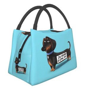 Paquetes de hielo/Bolsas isotérmicas Lindo perro Dachshund Bolsas de almuerzo aisladas para mujeres Salchicha Wiener Badger Perros Refrigerador térmico portátil Bento Box Viaje de trabajo J230425