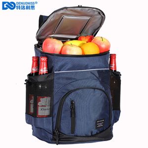 Ice Packs/Isothermic Bags DENUONISS 33L Cooler bag Soft Large 36 Cans Thermal Backpack Insulated Bag Travel Beach Beer Leak-proof Food Storage Bag 230411