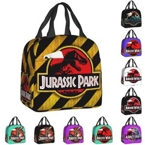 IJspakketten/isotherme tassen Jurassic Park Geïsoleerde lunchtas voor werk School Dinosaurus World Portable Cooler Thermal Lunch Box Women Kids Lunchbag J230425