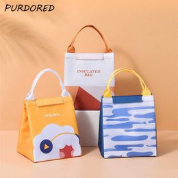 Paquetes de hielo/Bolsas isotérmicas PURDORED 1 Pc Nueva bolsa de almuerzo para mujeres Cooler Bento Box Bag Picnic Travel Organizador térmico aislado impermeable Lunch Box Pouch J230425