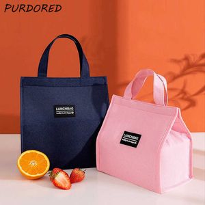 IJspakketten/isotherme zakken Purdored 1 PC Women grote lunchzak Nieuwe thermische geïsoleerde lunchbox Tote Cooler Bag Bento Pouch Lunch Container Voedsel opbergtas J230425