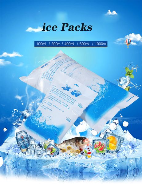 Packs de glace Packs de congélation réutilisables Sac de glace Gel Sac isotherme pour aliments Sac de glace réutilisable pour aliments frais 100/200/600/1000 ml