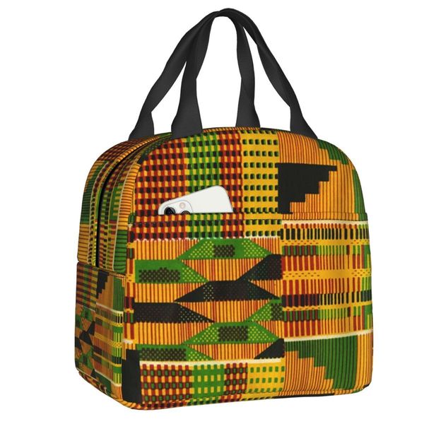 Ice Packsisothermic Sacs 2023 African Kente Cloth Design Isulater Lanch Sac Africa Modèle ethnique Tote pour les enfants École d'enfants Box Box 230830