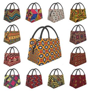 Packs de glaceSacs isothermes Coloré Motif Africain Ankara Isolation Thermique Déjeuner Femmes Conteneur Géométrique pour Bureau Repas En Plein Air Boîte De Nourriture 230223