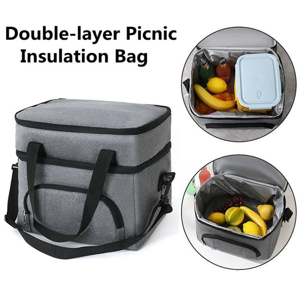 Bolsas de hielo Bolsas de Aislamiento de doble capa Bolsa de almuerzo portátil Picnic Outdoor Cooler Pack Impermeable de gran capacidad Bento Bento 231201
