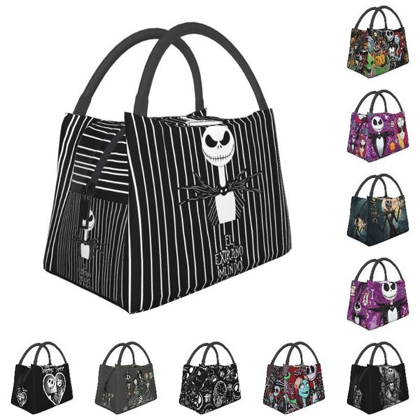 Paquetes de hielo Bolsas isotérmicas Película de terror Almuerzo con aislamiento térmico Mujeres Halloween Calavera Jack Tim Kennedy Navidad Tote portátil Comida Caja de comida 230223