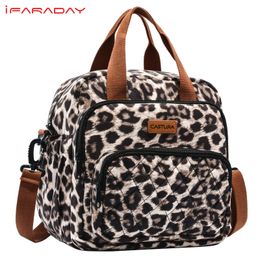 Ice packsisotherme tassen Ifarandy vrouwen lunch geïsoleerd cabriolet rugzak koeler draagtas met riem luipaard 230321