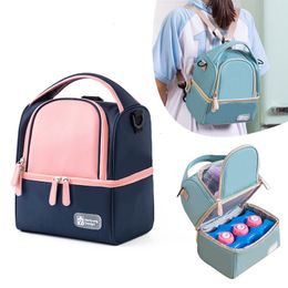 Ice packsisothermische zakken draagbare dubbele laag koelere lunchzak oxford doek thermisch geïsoleerde picknick voedsel bento tote container mama mama voor vrouwen kinderen 230407