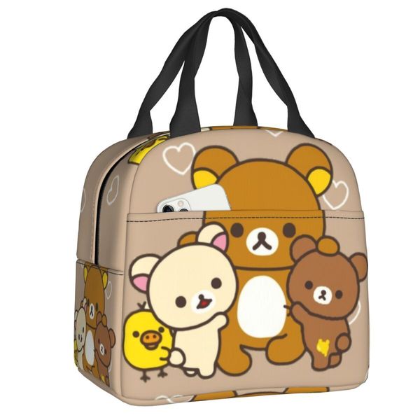 Packs de glaceSacs isothermes Rilakkuma Design Sac à lunch isolé pour pique-nique en plein air Personnages de dessins animés Refroidisseur étanche Boîte à bento thermique Femmes Enfants 230321