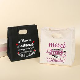 IJspakkettenIsothermische tassen Bedankt Meesteres Leraar Lunchtas Koeltas Draagbare geïsoleerde thermische voedselcontainer Lunchbox Eindejaarscadeau voor leraren 230828