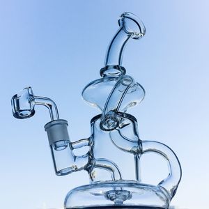 El más nuevo Klein Tornado Percolator Glass Bong Reciclador de 8 pulgadas Tuberías de agua 14 mm Juntas de aceite femenino Plataformas con cuarzo Banger o Bowl