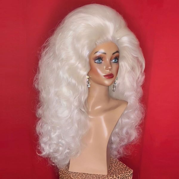 Ice Queen Wig Lace Lace Front Wig / Double Empilled Drag Queen Wig / Costume Wig / White Platinum Wig / Synthetic Hair Blonde Drag Queen Wigs