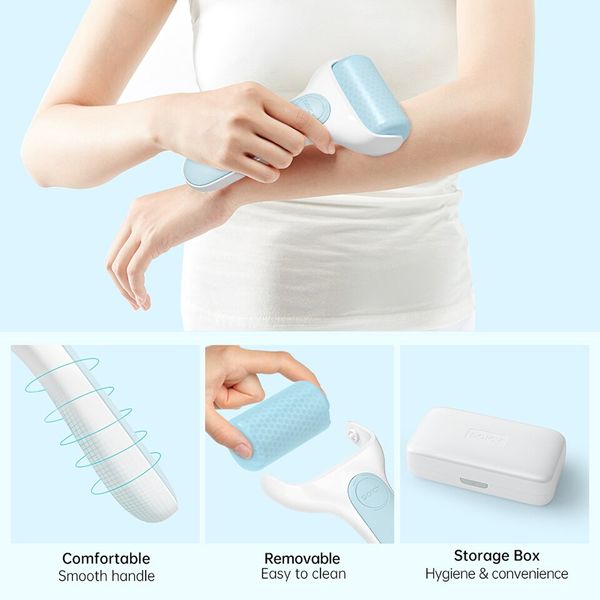 Rouleau de glace massage à froid refroidissement de la peau sans aiguille avec outil de soin de boîte de protection raffermissant supprimer les cernes pour le massage du visage d'été soicy S20 pores et resserrer