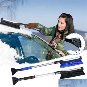 Grattoir à glace Brosse à neige de voiture Verre de pare-brise avec outil de nettoyage extensible 2 en 1 Lavage de balai 313C Livraison directe Automobiles Motos Dh2F1