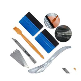 IJsschraper Top Kwaliteit Vinyl Wrap Car Magneet Squeegee Tools Set koolstofvezel filmsnijder sticker venster tint accessoires drop deliv dhpmf